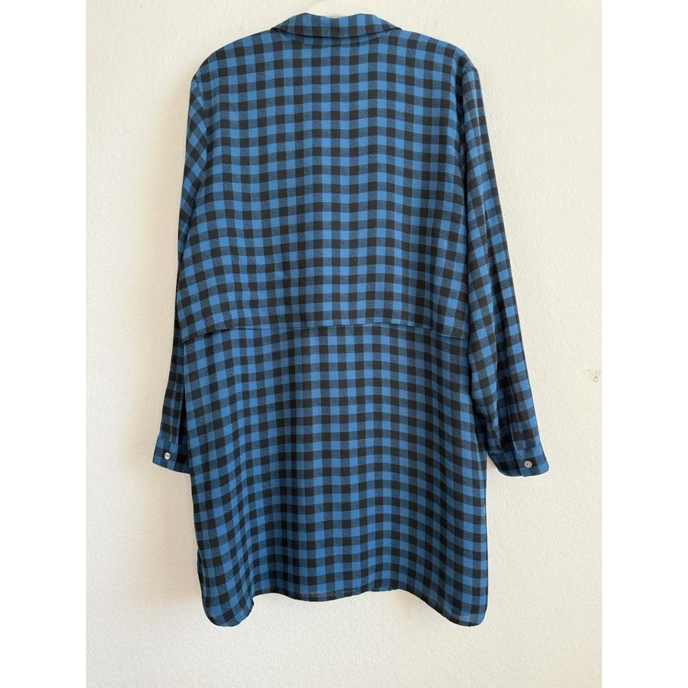 J.Jill Women's Blue Black Buffalo Check Plaid Layered Size XL Shirt‎ Dress Tunic